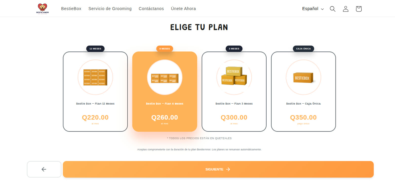 Plan picker with 4 tiers