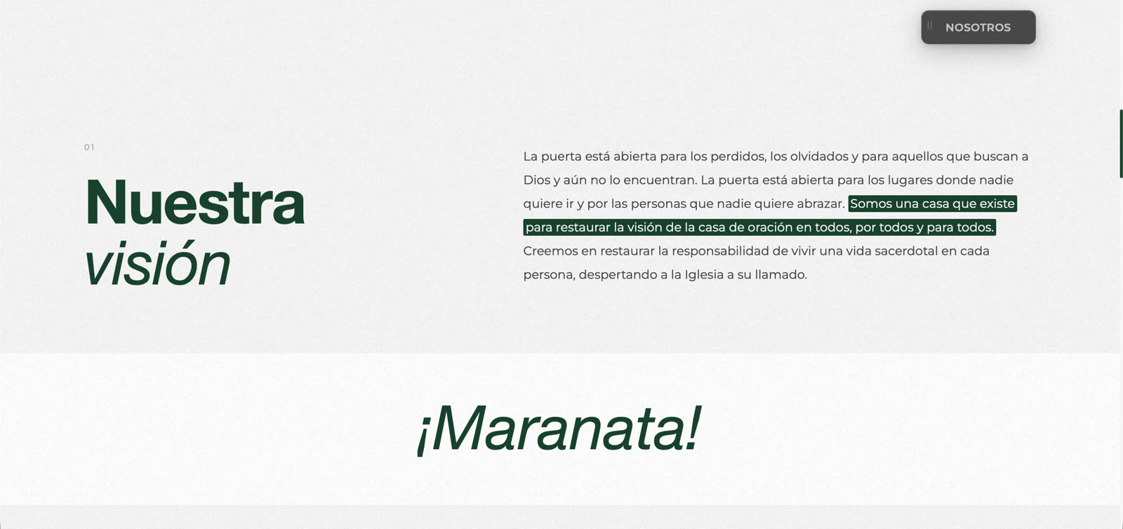 Nuestra visión — institutional statement